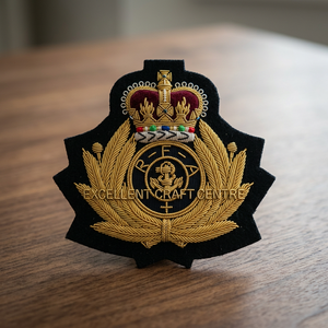 Custom Embroidered Cap Badge With Anchor And Laurel Wreath <b>Sew</b>-On Fabric Patch For Uniform Garment - Product Image 4