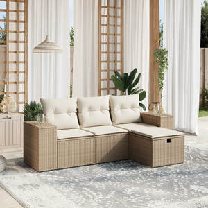 Juego de sofá de jardín mediano Modular Beige Poly Rattan - Product Image 1