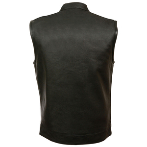 <b>Men's</b> Plus Size Moto Biker <b>Vest</b> Stand Collar Zipper Closure Solid Black <b>Leather</b> Look Outerwear Regular Length - Product Image 3