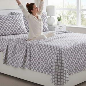 Drap de lit de luxe moderne en microfibre finition pêche 200TC, écologique et lavable en machine pour lit double |   Ensemble de literie lisse et durable - Product Image 3