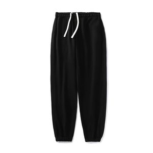 Men's Black Lightweight Mid <b>Elastic</b> <b>Waist</b> Drawstring Sweatpants Casual Joggers Breathable Knitted Cotton Autumn Wear - Product Image 1