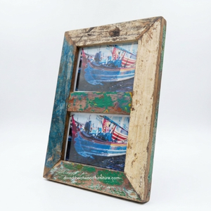 Handcrafted Photo <b>Frame</b> Eco-Friendly Reclaimed Boat Wood Original Color for <b>Wall</b> Home Decoration Living Room Bedroom Wholesale - Product Image 2
