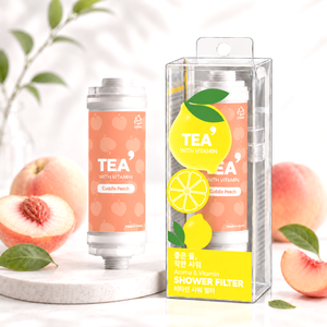 Filtre de douche coréen Premium TEA' à 3 étapes avec technologie de vitamines, arôme pêche, élimination du chlore, installation facile, certifié ISO - Product Image 1