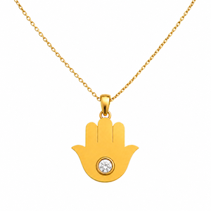 Collar con Colgante de Mano de Hamsa Chapado en Oro, Plata de Ley 925, Diamante de Corte Radiante, Joyería Minimalista de Lujo para Mujer - Product Image 5