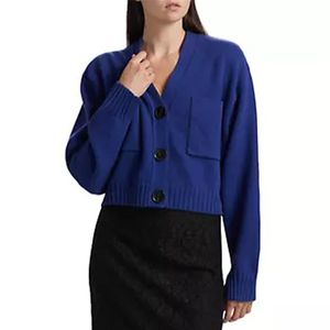 Cárdigan de lana/acrílico para mujer, estilo casual, cuello en V, holgado, suave, cálido, con botones, tejido acanalado, para invierno - Product Image 1