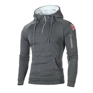 Men's Red Half Zip <b>Hoodie</b> <b>Sherpa</b> Fleece Lined Raglan Sleeve Slim Fit Winter Sweatshirt - Product Image 5