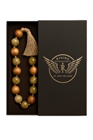 Tasbih de luxe avec perles en bois d'olivier et imitation jade, Misbaha islamique haut de gamme avec boîte cadeau pour hommes et femmes, cadeau du Ramadan