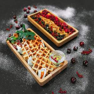 Wooden Rectangular Serving Tray <b>Set</b> Of 2 <b>Rustic</b> Handcrafted Platters Eco Friendly Kitchen Tableware At Export Wholesale Price - Product Image 3