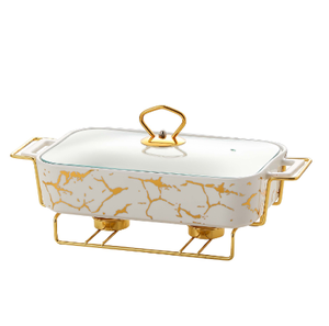 Recipiente para calentar comida árabe, color mármol dorado, de cerámica, para buffet - Product Image 3