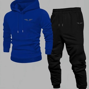 BLIZ SPORTS WEAR - Conjunto Deportivo Personalizado para Hombre, Sudadera con Capucha Azul Rey en Contraste, Ecológico, Holgado, de Invierno, con Logotipo de Alas, 2 Piezas - Product Image 1
