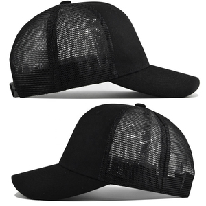 Casquette de camionneur noire avec logo personnalisé et panneaux en maille grise, casquette de baseball classique, respirante, légère, pour les sports de plein air, pour hommes - Product Image 4