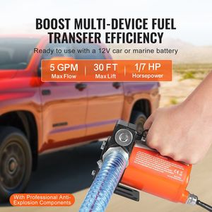 Pompa Elettrica Portatile per Trasferimento Diesel 12V/24V/3V DC 5.3 GPM 1/10 HP con Spegnimento Automatico e Ugello per Carburante con Ingresso Lungo - Product Image 2