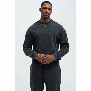 Conjunto Deportivo de Algodón Gris para Hombre, Talla Grande, Manga Larga, Cuello Redondo, Corte Holgado Informal, Color Sólido, con Bolsillos Laterales, para Otoño - Product Image 3