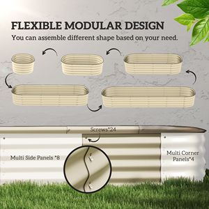 Jardinera Elevada Galvanizada de 2.4 m, Color Blanco Crema, con Borde de Seguridad para Flores y Vegetales, Tamaño Único - Product Image 4