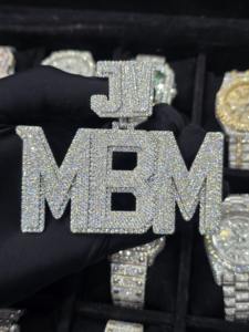 Fine Jewelry Personalized 925 <b>Silver</b> Hip Hop Letter Iced Out Custom Name <b>Initial</b> Letter Moissanite Diamond Mosaic Set <b>Pendant</b> - Product Image 1
