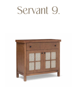 Buffet console moderne en bois massif avec portes shaker et finition chêne pour salon - Product Image 1
