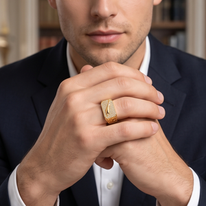 DIVYORO <b>SOVEREIGN</b> PANTHER Men's Classic Gold Plated Copper & Brass <b>Ring</b> for Festive Occasions - Product Image 3