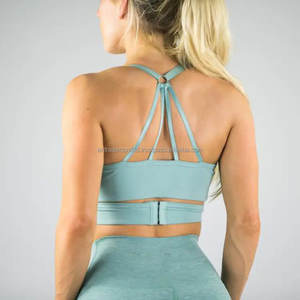 Soutien-gorge de sport personnalisé OEM ensemble pantalon de yoga pour femmes équipement de course à pied rembourré haut avant Logo grande taille réversible respirant - Product Image 4