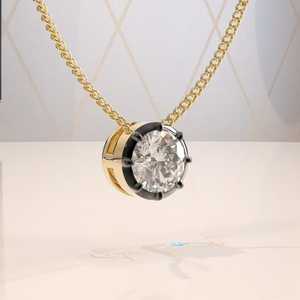 Collar con Colgante de Moissanita en Forma de Pera, Corte Estilo Georgiano, Oro de 14K, Joyería Cristiana para Fiestas con Cadena de Cuerda - Product Image 2