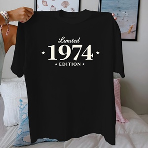 Tshirt femme en pur coton édition limitée 1974 avec étoiles coupe confort - Product Image 4