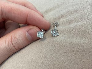 Moissanite 1CT Cushion Cut Diamond <b>Stud</b> Earrings Pushback 925 Sterling <b>Silver</b> Fine For Women's Proposal Gift For Engagement - Product Image 3