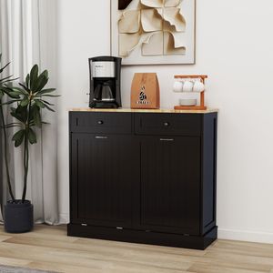 Gabinete de Cocina Negro para Desechos con Dos Cajones y Dos Compartimentos, Diseño Abatible - Product Image 6