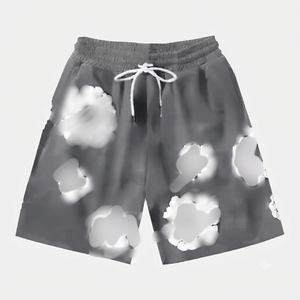 Shorts de survêtement décontractés pour hommes, 100 % coton épais, style streetwear, avec impression en relief, taille mi-élastique, collection tendance - Product Image 1