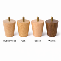 Pied de canapé conique en bois massif avec boulon M8, en bois d'hévéa, chêne, hêtre, noyer, pour remplacement ou support de meuble