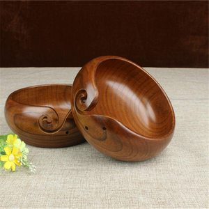 Wholesale Handmade Wooden Yarn Bowl with Lid Eco Friendly Round Wood Knitting Bowl Yarn Holder Storage for Crochet Yarn Bowl - Product Image 3