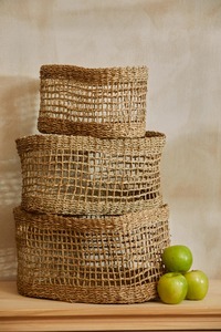 Panier en jonc de mer à prix abordable avec couvercle, panier de rangement naturel tressé à la main en jacinthe d'eau, fabriqué au Vietnam - Product Image 6