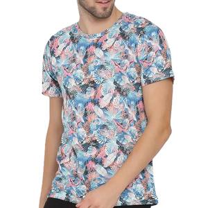 T-shirt d'été coloré à sublimation imprimé feuilles tropicales pour hommes, de haute qualité, à séchage rapide, à manches courtes et style streetwear - Product Image 3
