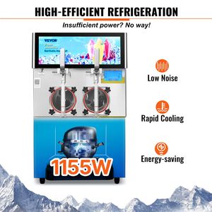 Macchina Commerciale per Bevande Congelate e Smoothie Margarita in Acciaio Inox da 1155W, 8L/2.1 Galloni, Doppia Vasca per Slushy e Gelato - Product Image 5