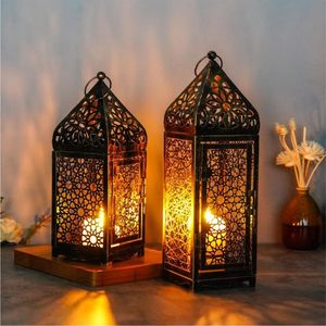 Decorative <b>Moroccan</b> Style Metal Lantern Antique Black Finish Candle Holder Intricate Cutout Design for Home <b>Decor</b> and Events - Product Image 1