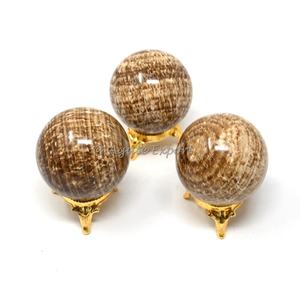 Sphère de pierre naturelle personnalisée en gros avec boules de cristal rutile blanc de guérison lignes dorées - Product Image 2