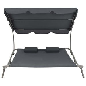 Salotto grigio esterno in acciaio e tessuto con lettino moderno a baldacchino - Product Image 2