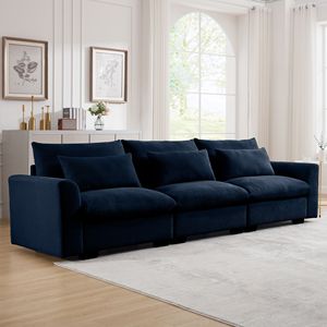 3 posti blu velluto a coste divano profondo per soggiorno comodo ampio divano con 3 cuscini in vita - Product Image 2