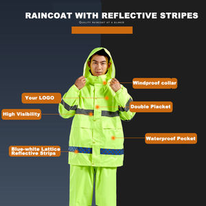 Ensemble imperméable haute visibilité réfléchissant pour le travail : veste et pantalon de pluie, uniforme de sécurité industrielle - Product Image 3