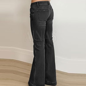 Trendy <b>Women</b> Casual Flared <b>Jeans</b> 100% Cotton Featuring Elegant Wide Leg Silhouette Comfortable Fit Travel Daily Lifestyle - Product Image 2