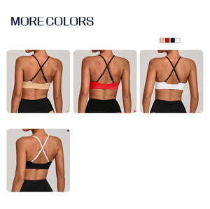 Sports Fitness <b>Bra</b> Women Front Adjustable Straps Yoga Wear Breathable Wireless Support High <b>Stretch</b> Gym Top - Product Image 4