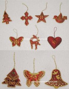 Nouvelles décorations suspendues brodées à la main dans de multiples formes Meilleur grossiste et exportateur de décorations de Noël pour la décoration - Product Image 2