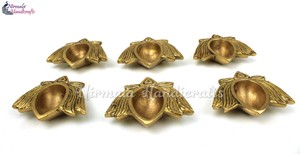 Nirmala Handicrafts Traditional Handcrafted Brass Diya Shape Indian Oil <b>Lamp</b> for Home Temple Mandir Diwali Decor Festive Return - Product Image 5