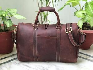 <b>Cabin</b> Size Genuine Leather Duffle <b>Bag</b> Vintage Weekender Travel <b>for</b> <b>Men</b> Women Large Capacity Carry-on Luggage Portable - Product Image 2