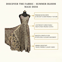 Robe florale en soie noire exotique - Robe longue haute couture à coutures soignées