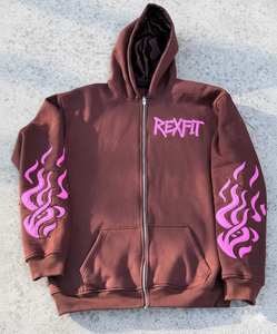 Sweat-shirts à capuche zippés en molleton bouclette pour hommes, coupe ample, grammage lourd 400 GSM, broderie effet vieilli, couleurs unies, style streetwear - Product Image 3