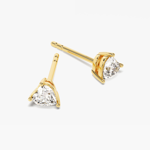 Boucles d'oreilles clous en diamant taille cœur, or jaune 14K plaqué rhodium, solitaire, minimalistes, romantiques, cadeau pour femme, usage quotidien - Product Image 1