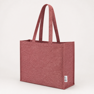 Custom Logo Maroon Recycled Cotton Melange Tote Bag 220 GSM Large Gusseted Reusable Shopping Bag Wholesale Manufacturer Exporter - Product Image 6