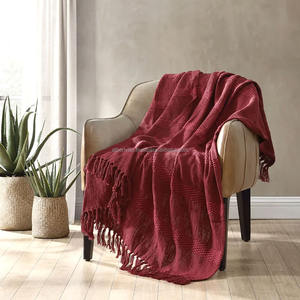 Jeté de canapé en coton tissé à la main de luxe avec bordure décorative à franges à texture chevrons pour les acheteurs d'exportation - Product Image 2