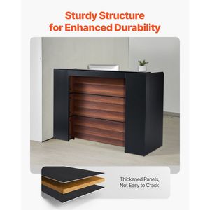 Bancone Reception Rettangolare con Illuminazione LED da 62 Pollici, Bancone per Ufficio, Negozio o Cassa - Product Image 3