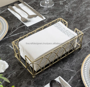 Support de mouchoirs en métal le plus tendance porte-serviettes en métal fini plaqué or panier de serviettes de bonne qualité à bas prix - Product Image 3