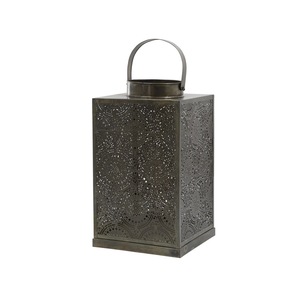 Wholesale <b>Brass</b> Antique Burnish Metal Candle Holder <b>Lantern</b> with Custom Moroccan Cutwork Pattern - Product Image 3